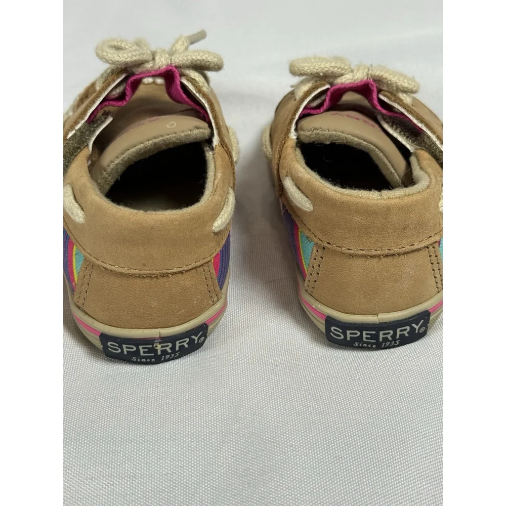 Sperry Top-Siders Intrepid Crib Jr. Pink & Teal Striped Fabric Infant 3M Leather